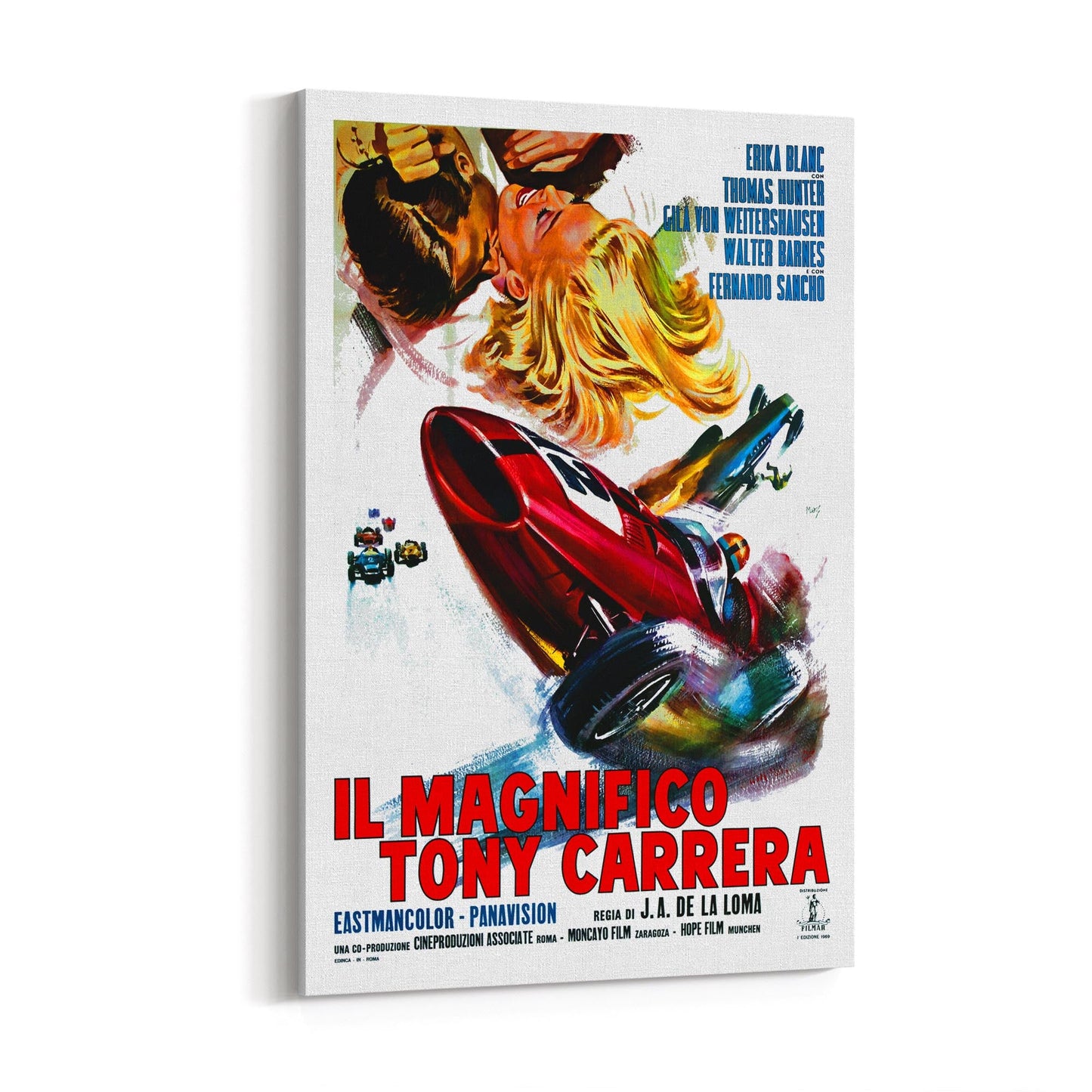 Motorsport "Tony Carrera" Italian Movie | Framed Canvas Vintage Advertisement
