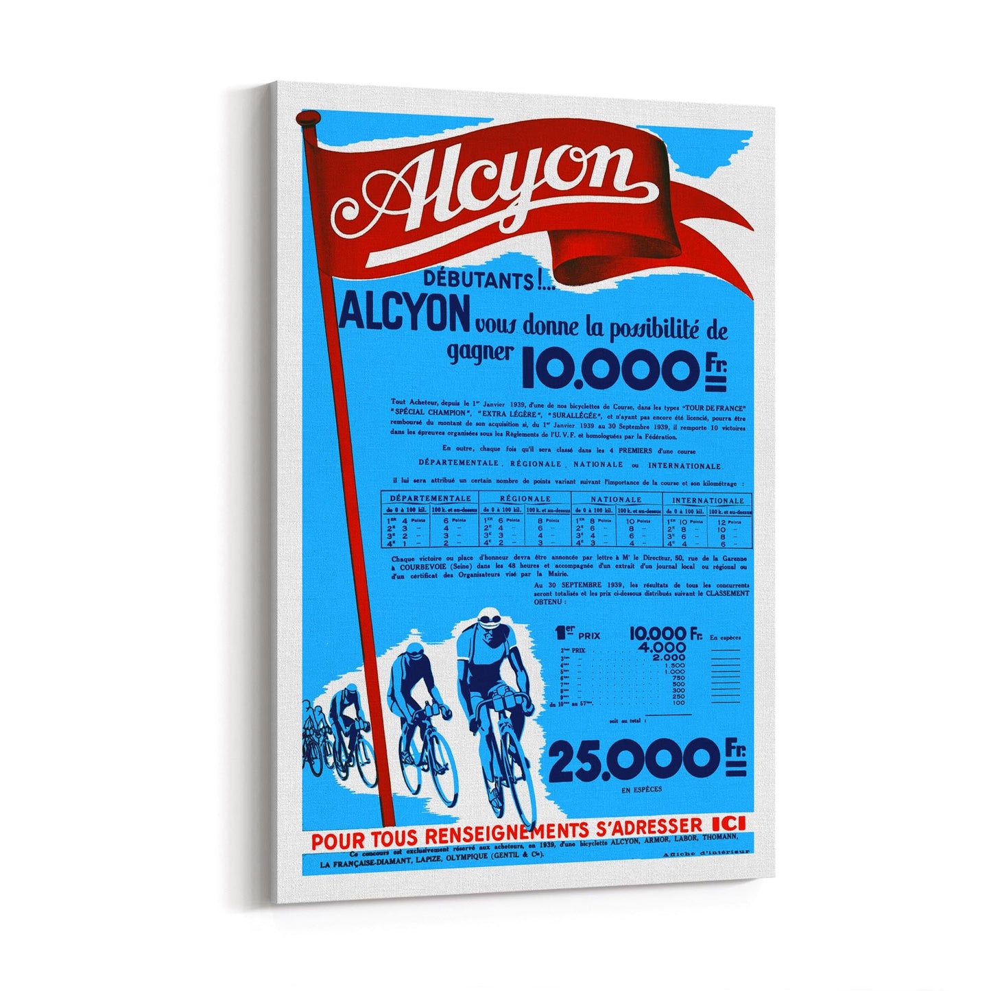 Alcyon Cycling Sports | Framed Canvas Vintage Advertisement