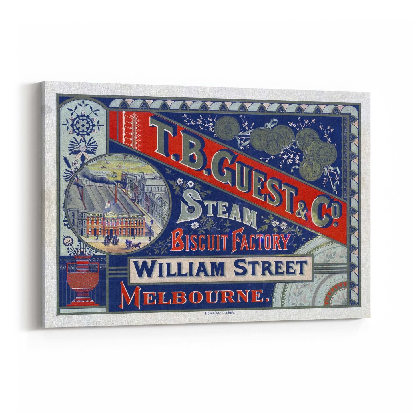 Steam Biscuit Factory Melbourne Australia | Framed Canvas Vintage Advertisement