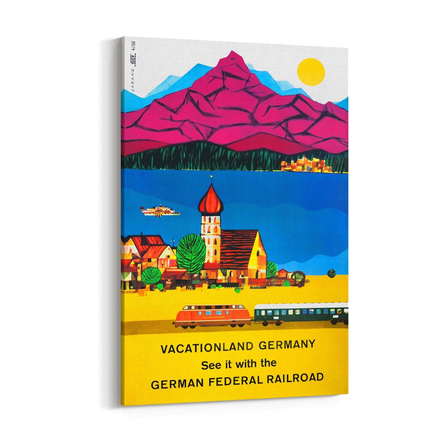 German "Vacationland" German Federal Railroad | Framed Canvas Vintage Travel Advertisement