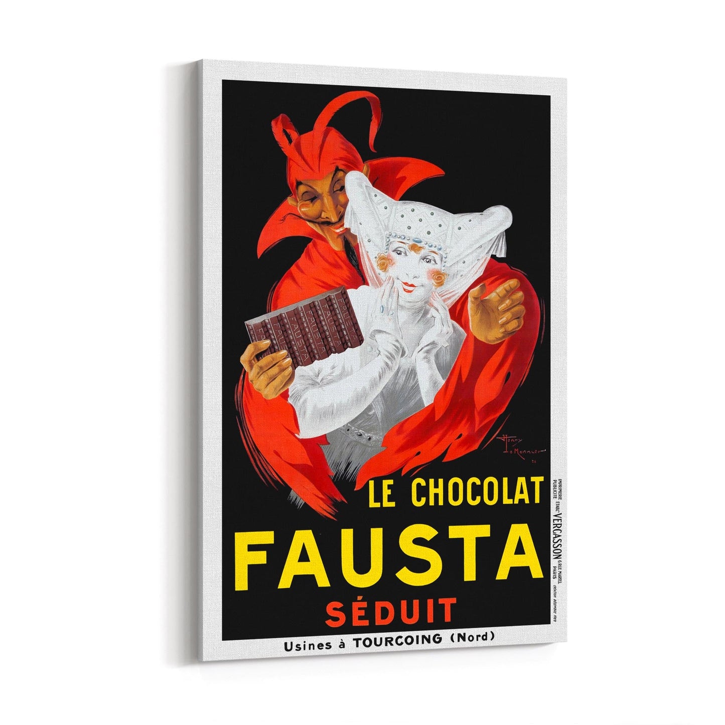 Le Chocolat Fausta by Henry Monnier | Framed Canvas Vintage Advertisement