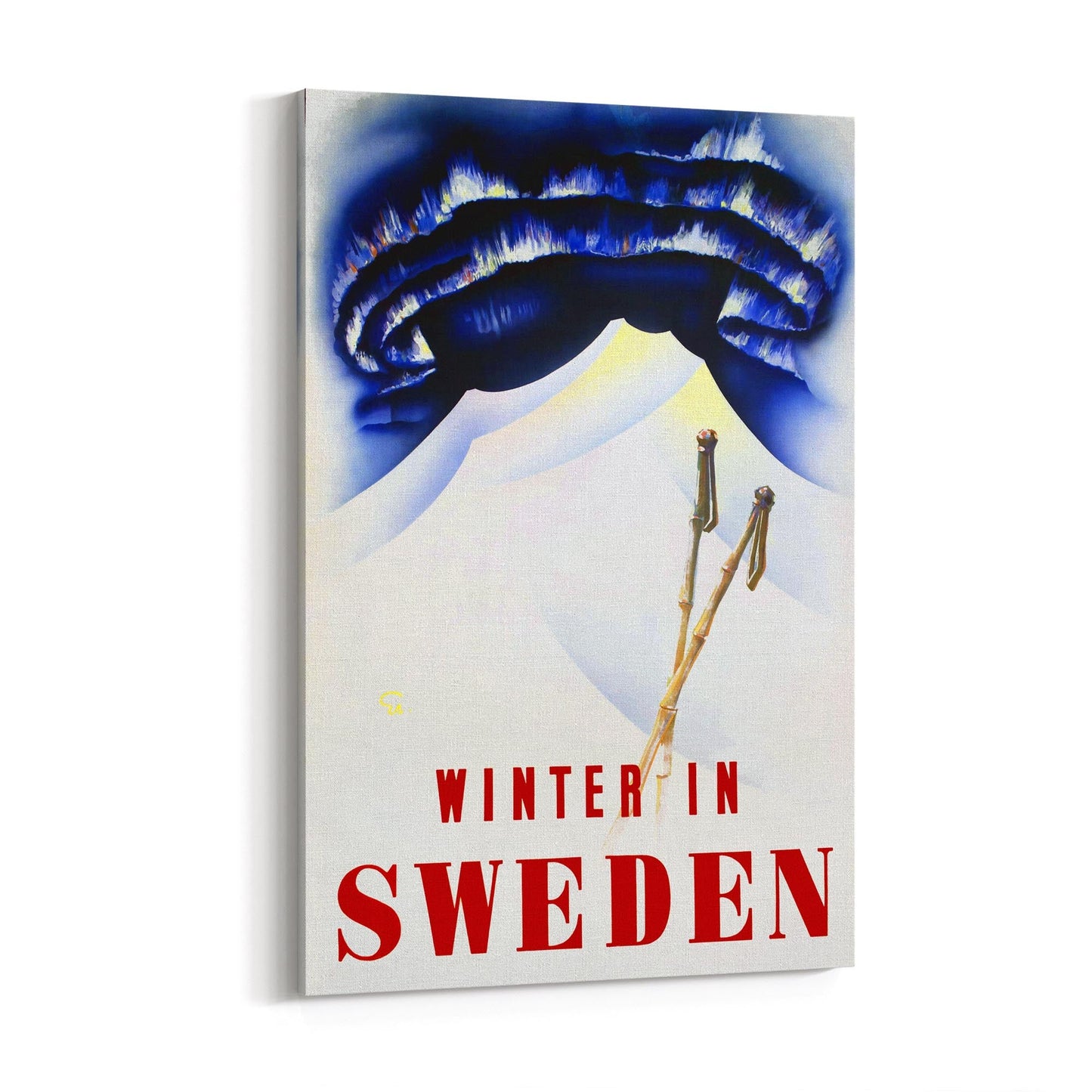 Winter In Sweden | Framed Canvas Vintage Travel Advertisement