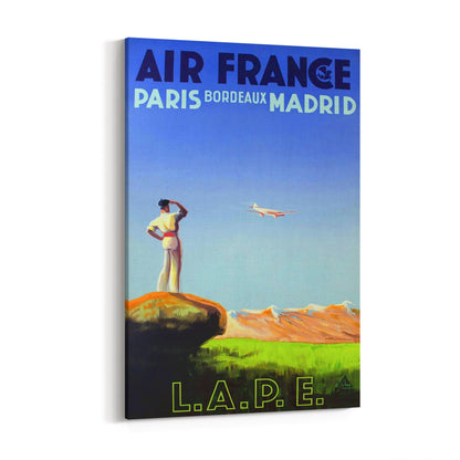 Paris, Bordeaux & Madrid by Air France by Albert Solon | Framed Canvas Vintage Travel Advertisement