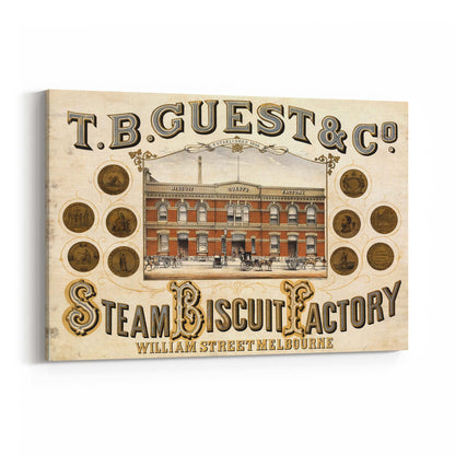 T.B. Guest Steam Biscuit Factory Melbourne Australia | Framed Canvas Vintage Advertisement