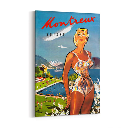 Montreux, Switzerland | Framed Canvas Vintage Travel Advertisement