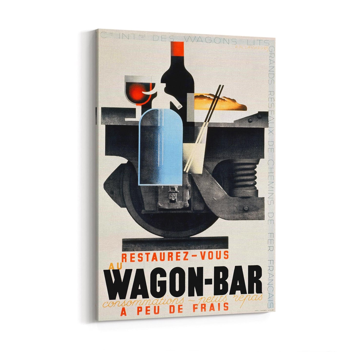 French Art Deco "Au Wagon-Bar" | Framed Canvas Vintage Advertisement