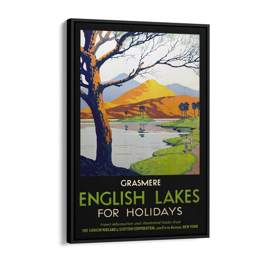 The Lake District, England "Grasmere for Holidays" | Framed Canvas Vintage Travel Advertisement