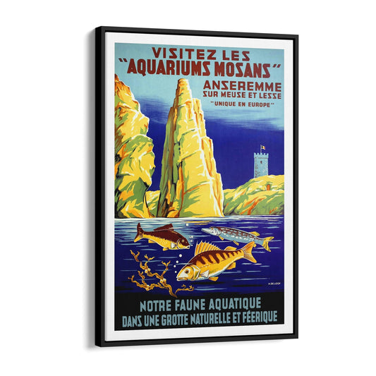 Belgium "Visitez Les Aquariums Mosans" | Framed Canvas Vintage Travel Advertisement