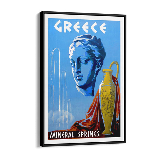 Mineral Springs, Greece | Framed Canvas Vintage Travel Advertisement