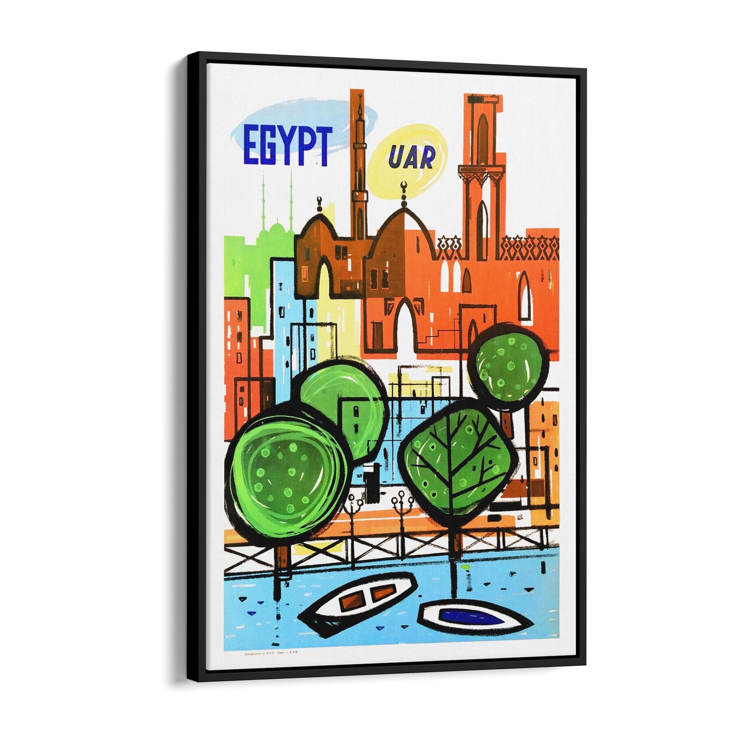 Egypt "UAR" | Framed Canvas Vintage Travel Advertisement