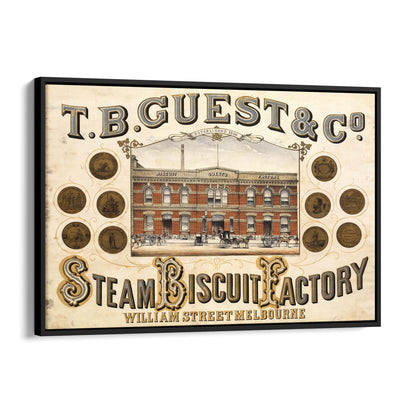 T.B. Guest Steam Biscuit Factory Melbourne Australia | Framed Canvas Vintage Advertisement