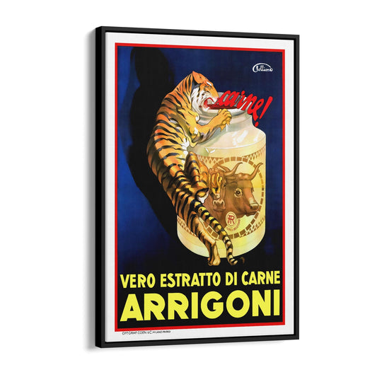 Arrigoni Vintage Meat Extract by Sigon Pollione | Framed Canvas Vintage Italian Advertisement