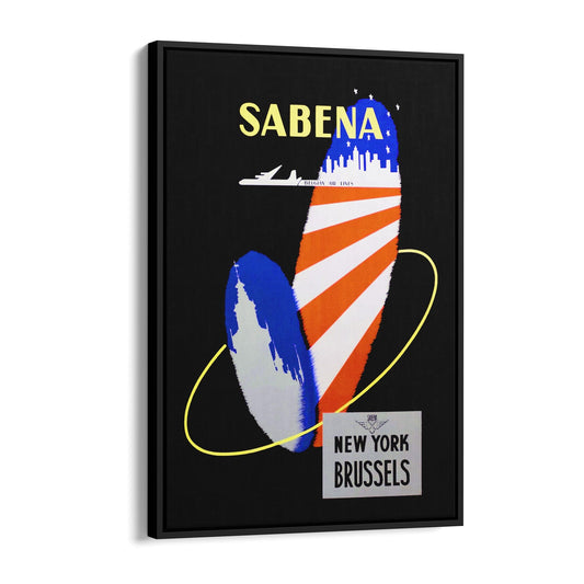 New York by Sabena Airlines | Framed Canvas Vintage Travel Advertisement