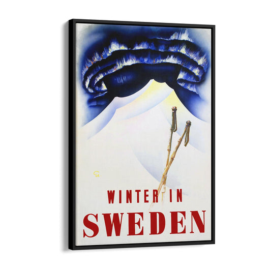 Winter In Sweden | Framed Canvas Vintage Travel Advertisement