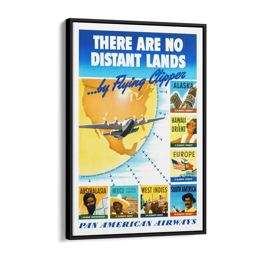 Pan American Airways "Distant Lands" | Framed Canvas Vintage Travel Advertisement