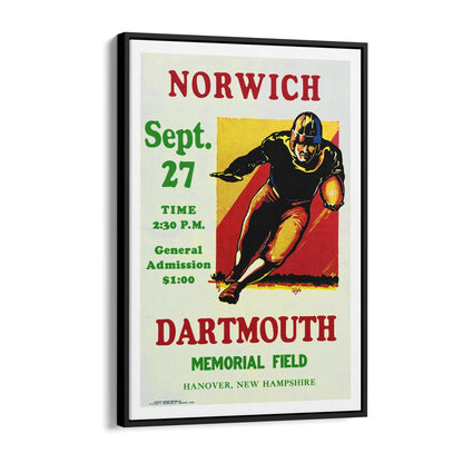 Dartmouth vs Norwich College Football Sports | Framed Canvas Vintage Advertisement