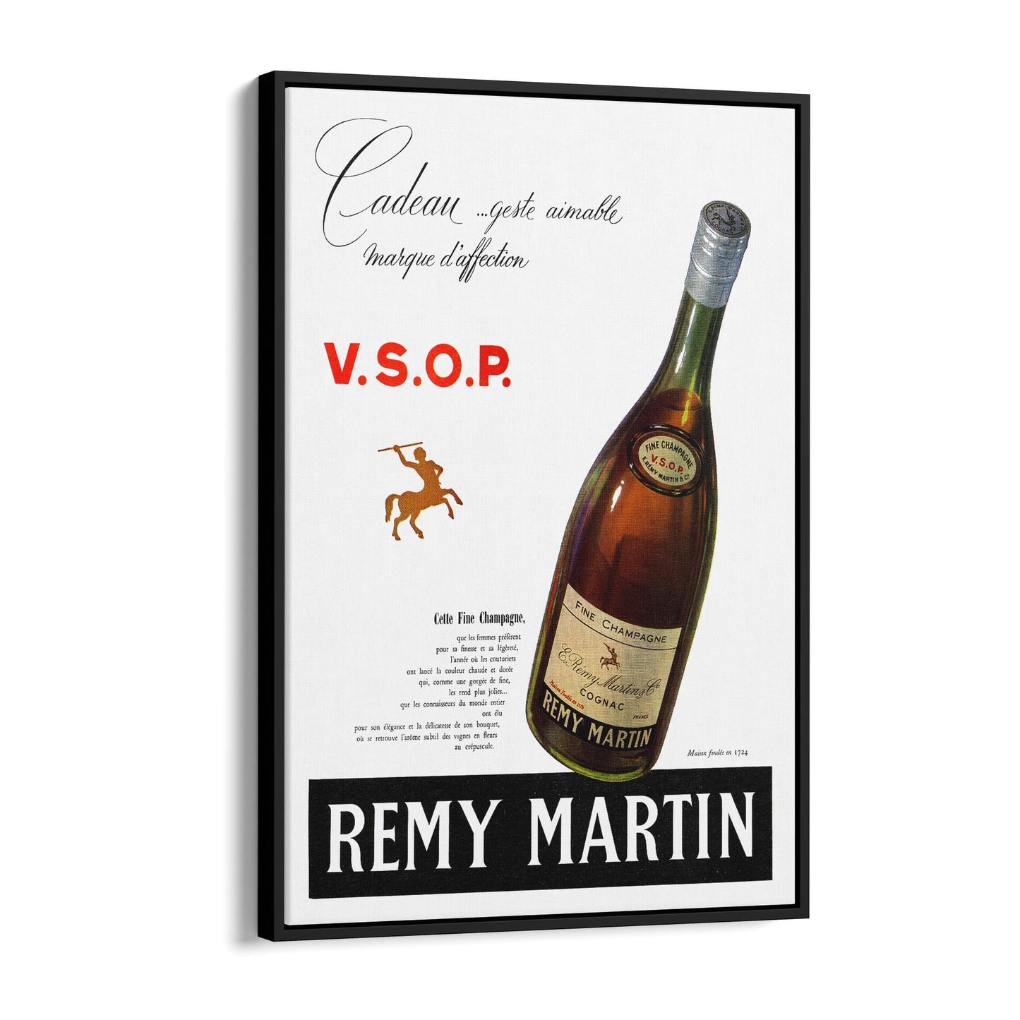 Remy Martin Cognac Champagne Wine | Framed Canvas Vintage Advertisement