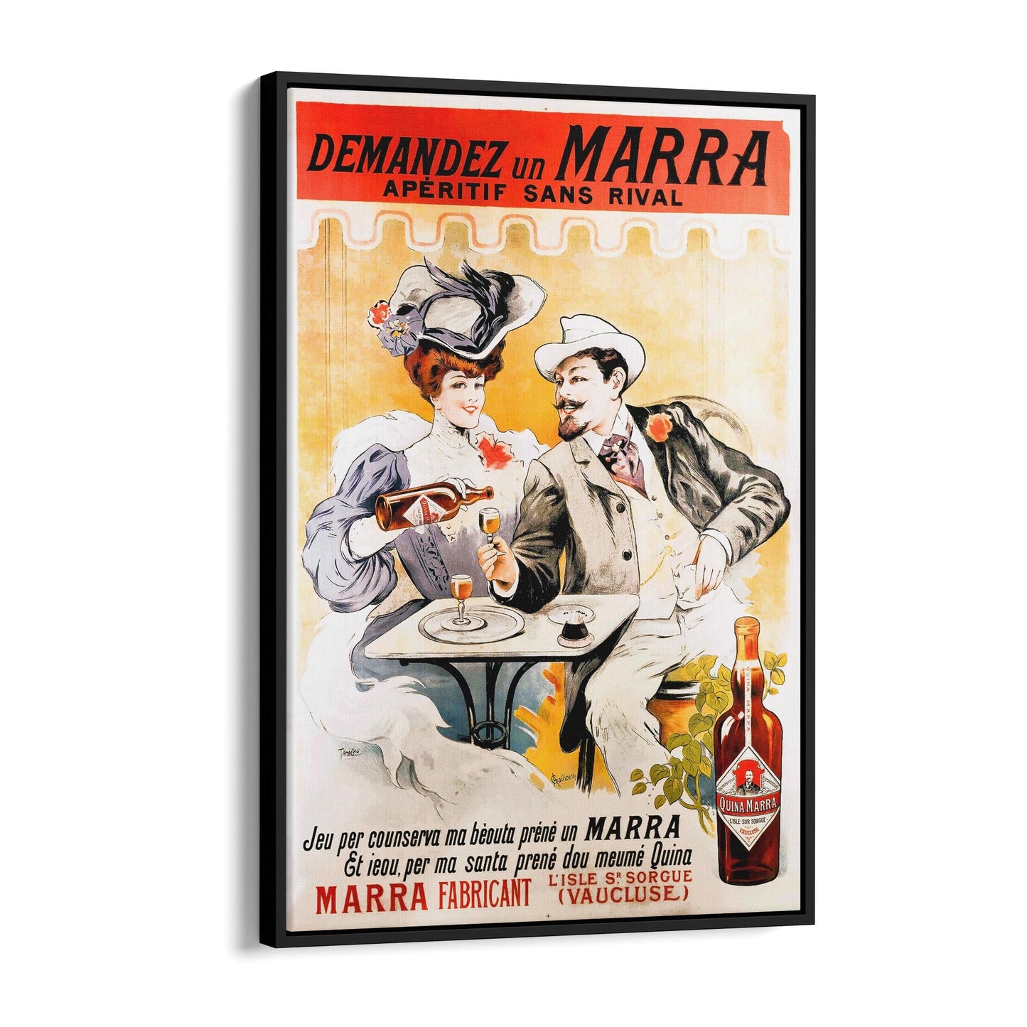 Demandez un Marra French Wine | Framed Canvas Vintage Advertisement