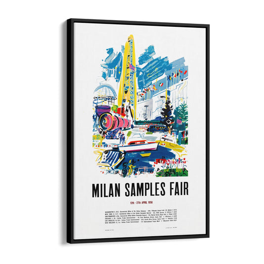 Milan, Italy "Milan Sample Fair" | Framed Canvas Vintage Travel Advertisement