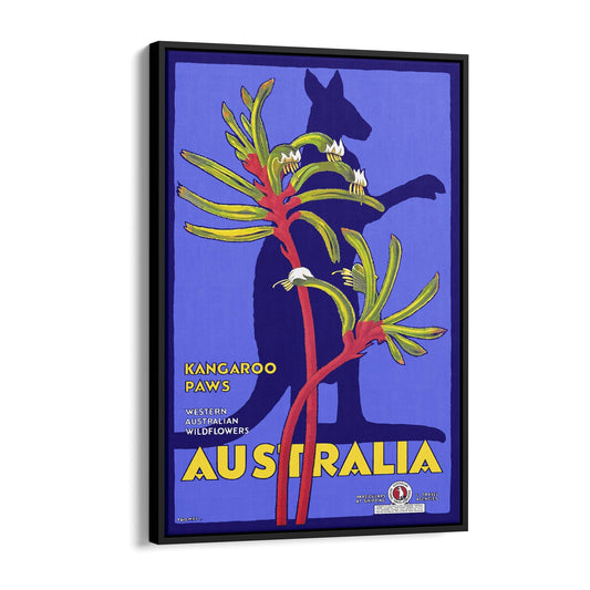 Western Australia Kangaroo | Framed Canvas Vintage Travel Advertisement