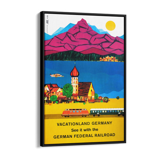 German "Vacationland" German Federal Railroad | Framed Canvas Vintage Travel Advertisement