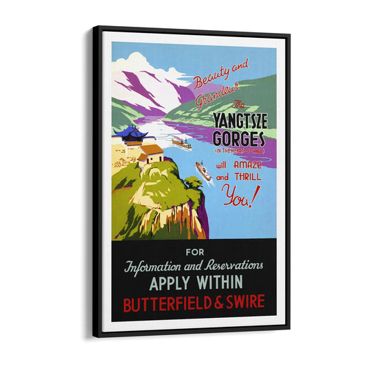 The Yangtze Gorges, China | Framed Canvas Vintage Travel Advertisement