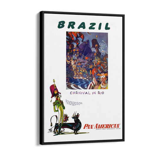 Brazil Carnival in Rio Pan American | Framed Canvas Vintage Travel Advertisement