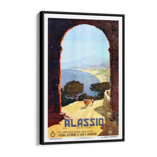 Alassio, Italy | Framed Canvas Vintage Travel Advertisement
