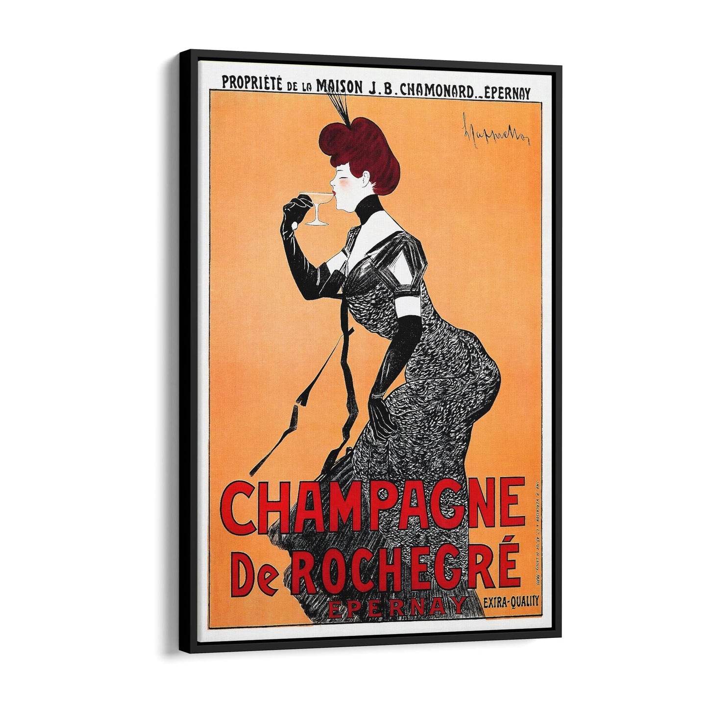 Champagne De Rochegre French Wine | Framed Canvas Vintage Advertisement