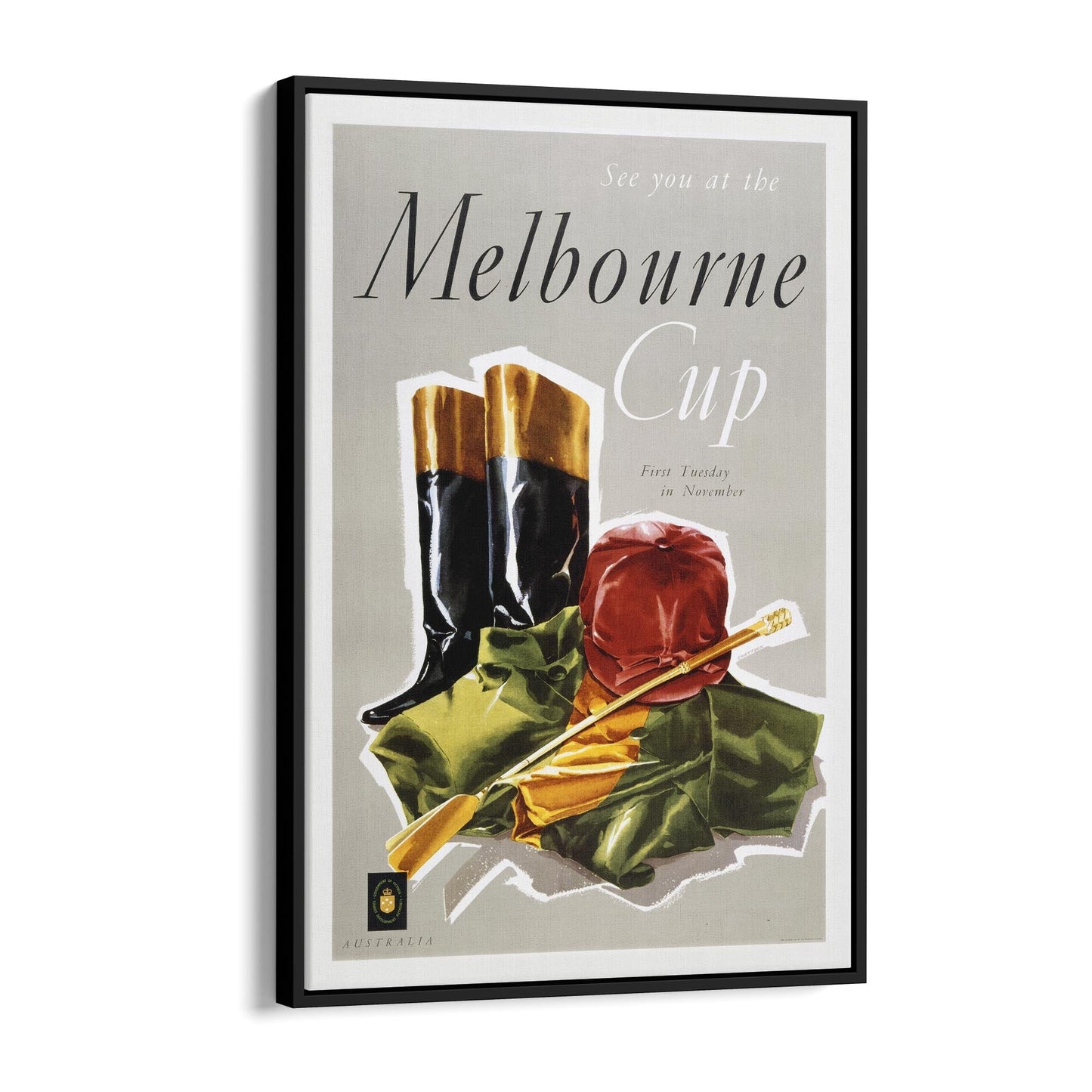 Melbourne Cup, Australia Horse Racing | Framed Canvas Vintage Advertisement