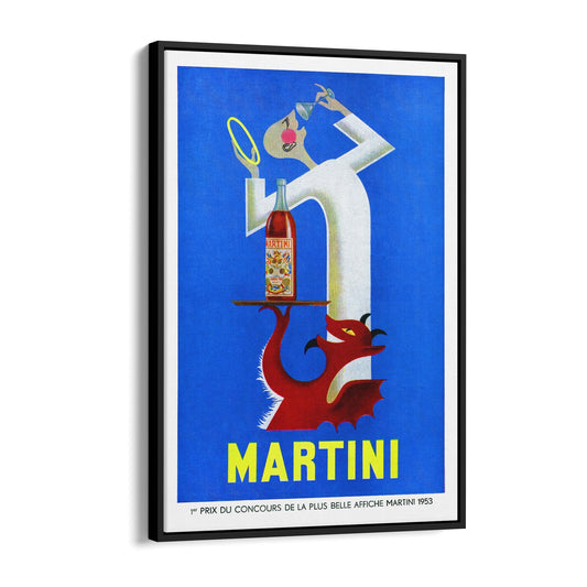 Martini "Red Devil & Angel" by F. Marcou Restaurant | Framed Canvas Vintage Advertisement
