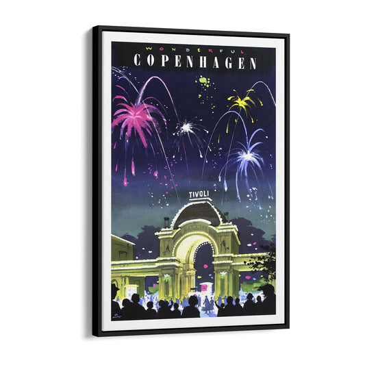 Copenhagen, Denmark "Tivoli Gardens" | Framed Canvas Vintage Travel Advertisement