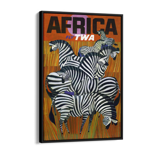 Africa fly TWA | Framed Canvas Vintage Travel Advertisement