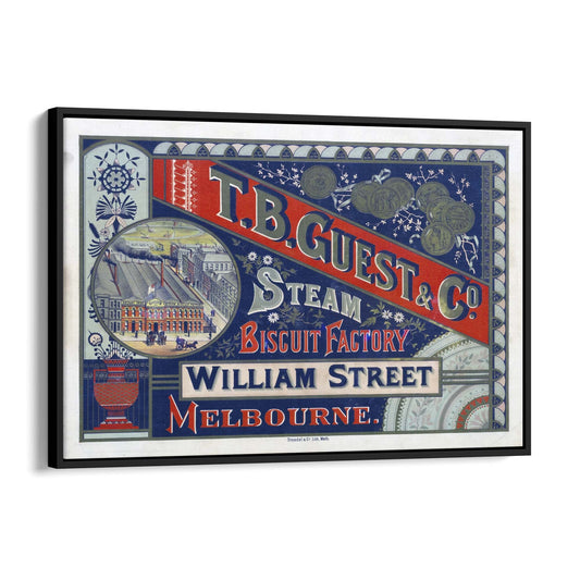 Steam Biscuit Factory Melbourne Australia | Framed Canvas Vintage Advertisement