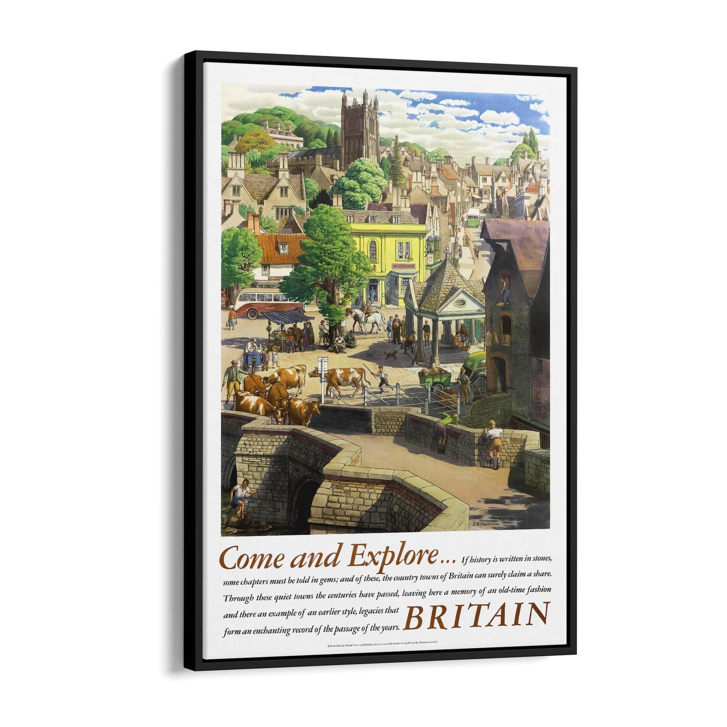 Britain's Country Towns by S.R. Badmin | Framed Canvas Vintage Travel Advertisement