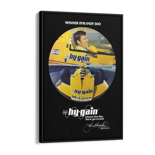 Indy 500 Hy-Gain Johnny Rutherford Motorsport | Framed Canvas Vintage Advertisement