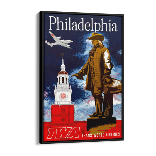 Philadelphia by TWA, United States of America | Framed Canvas Vintage Travel Advertisement