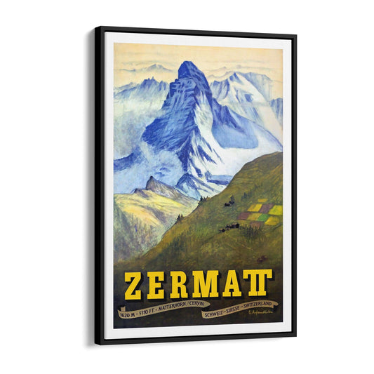 Zermatt, Switzerland Travel by Emil Aufdenblatten | Framed Canvas Vintage Travel Advertisement
