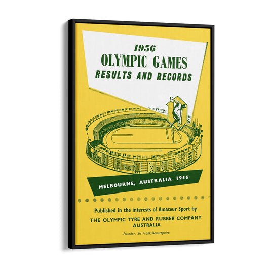 Melbourne Olympics "Results and Records" Sports | Framed Canvas Vintage Advertisement