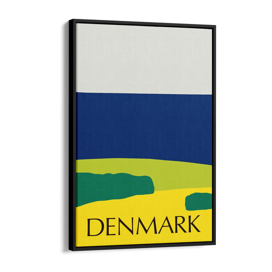 Denmark Minimal Coastal Beach | Framed Canvas Vintage Travel Advertisement