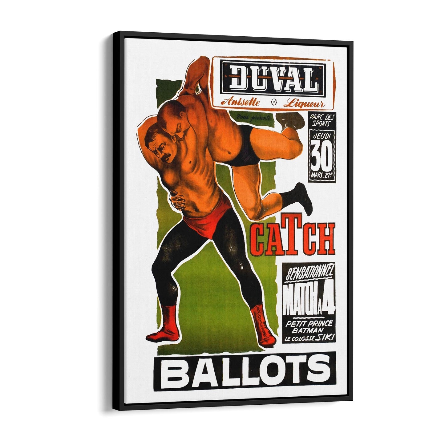 Duval French Wrestling Sports | Framed Canvas Vintage Advertisement