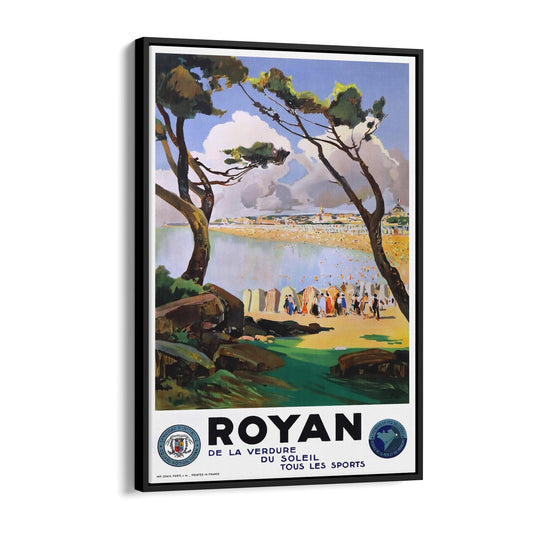 Beach of Royan, France "De La Verdure Du Soleil Tous Les Sports" | Framed Canvas Vintage Travel Advertisement