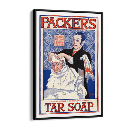 Packer's Tar Soap Barber | Framed Canvas Vintage Advertisement