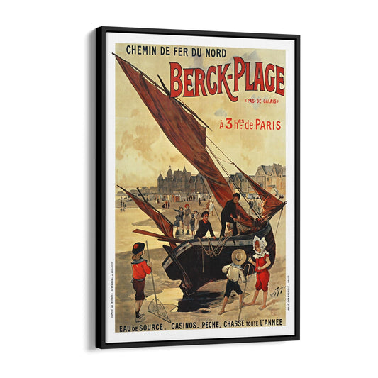 Berck-Plage, France "Chemin de Fer du Nord" | Framed Canvas Vintage Travel Advertisement