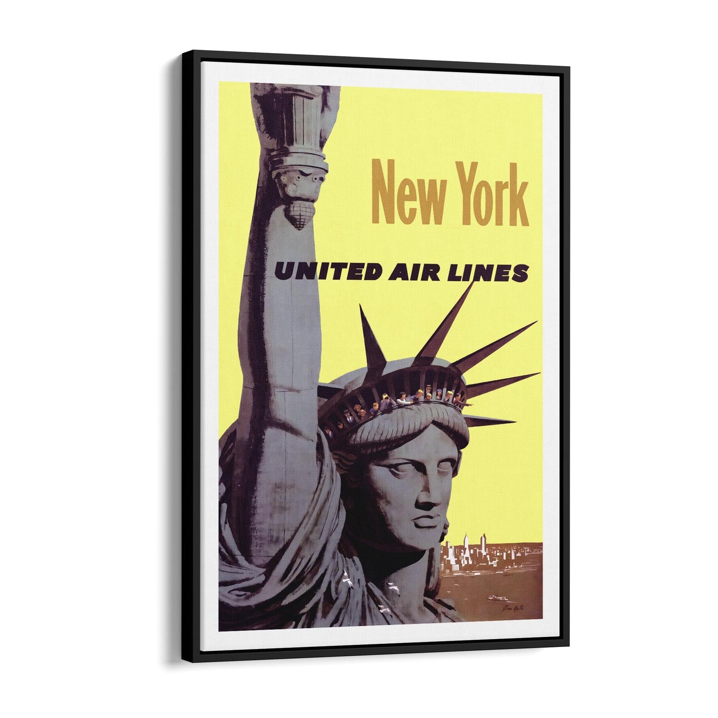 New York United Air Lines, United States of America | Framed Canvas Vintage Travel Advertisement