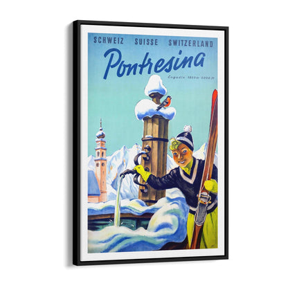 Pontresina, Switzerland | Framed Canvas Vintage Travel Advertisement