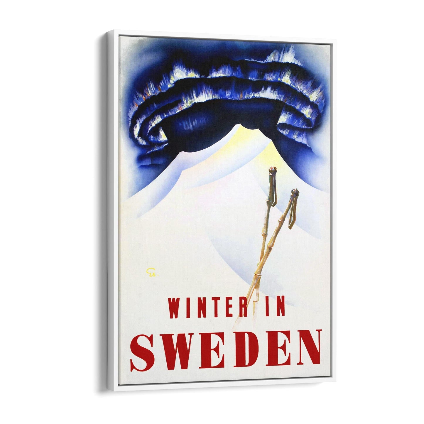 Winter In Sweden | Framed Canvas Vintage Travel Advertisement