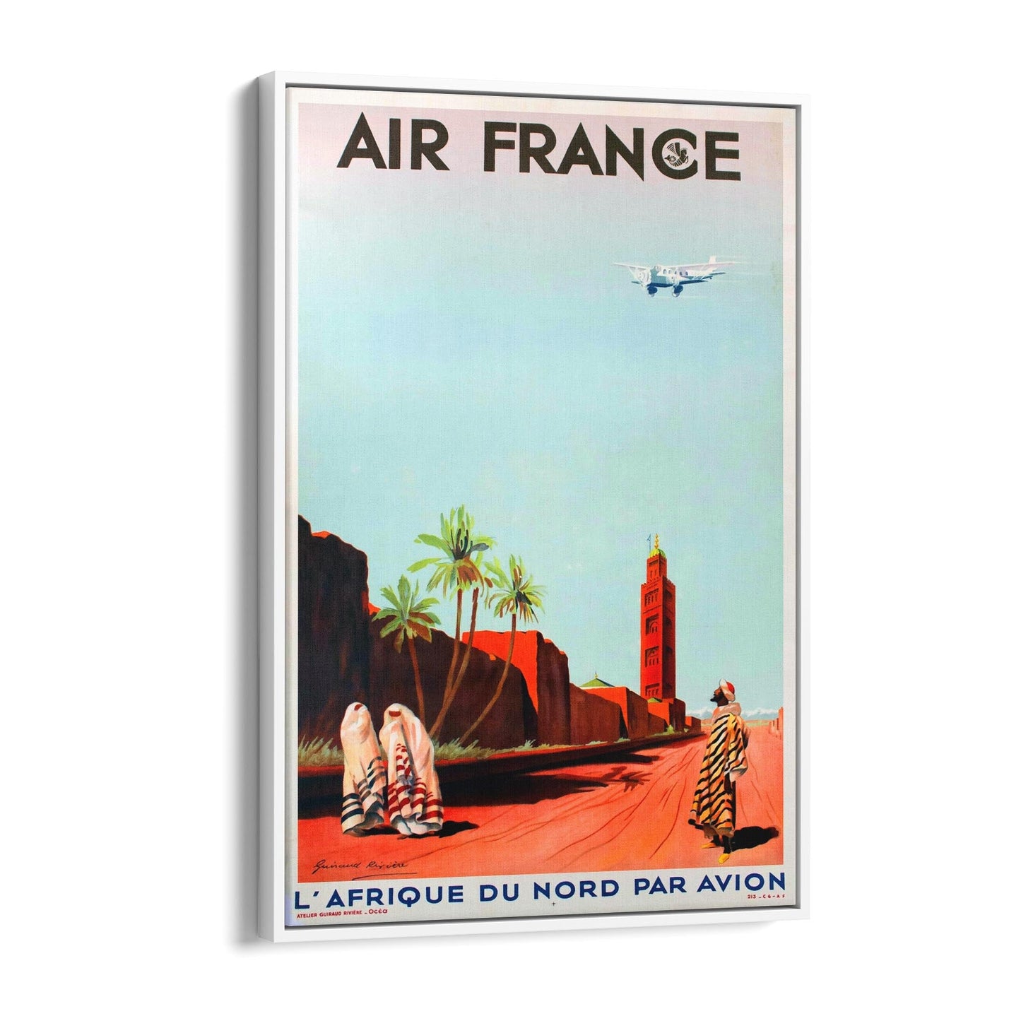 North Africa by Air France | Framed Canvas Vintage Travel Advertisement