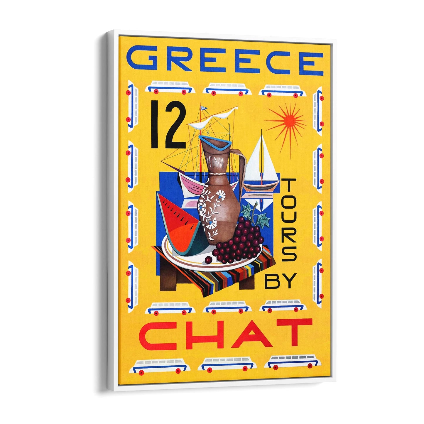 Greece Tours by Chat | Framed Canvas Vintage Travel Advertisement