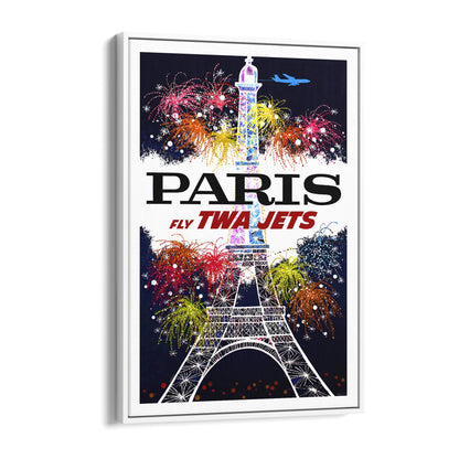 Paris "Fly TWA Jets to the City of Lights" | Framed Canvas Vintage Travel Advertisement